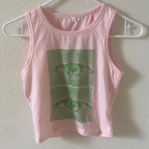 Screen printed eye tank top S